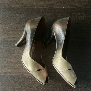 ANTONIO MELANI Brown and Gold Textured Heels